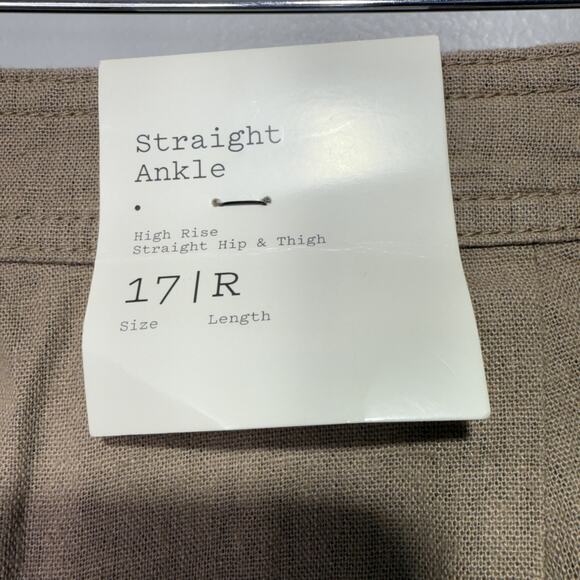 A New Day Pants Women’s Size 17 High Rise Straight Ankle Cargo Khaki Linen Blend - Picture 5 of 11